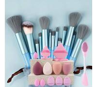 8/13/28 Pièces Ensembles De Pinceaux De Maquillage Professionnel Fond De Teint Cosmétique Poudre Fard À Paupières Kabuki Mélange Maquillage Brosse Maquillage Outil De Beauté.T28-Blue With Bag.