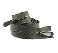 8# 15# Fermeture éclair à double curseur en résine 70 80 90 95 100 120 150 cm pour couture de vêtements Vert militaire N° 15,70 cm