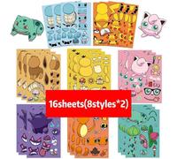 8/16 Feuilles Pikachu Pokemon Enfants Puzzle Autocollants Faire Un Visage Drôle Assembler Puzzle Bricolage Dessin Animé Autocollant Enfant Jouets Éducatifs.Sjs156-16sheets.