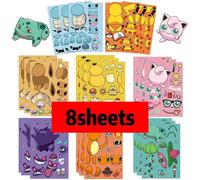 8/16 Feuilles Pikachu Pokemon Enfants Puzzle Autocollants Faire Un Visage Drôle Assembler Puzzle Bricolage Dessin Animé Autocollant Enfant Jouets Éducatifs.Sjs156-8sheets.