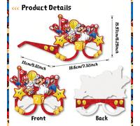 8/16 pièces Lunettes en papier Mario Party, accessoires photo, lunettes thème jeu pour décoration d'anniversaire. La meilleure décoration d'ambiance festive pour de bons amis. Parfaite décoration de f