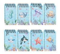 8/16 pièces Mini carnets à spirale thème animaux marins, blocs-notes mémo thème animaux de mer, cadeaux de fête thème animaux marins, remplissages de fête d'anniversaire, prix de jeux de fête, décorat