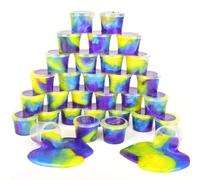 8-28 pièces Mini Kit de Fête Slime - Slimes Jaunes, Bleus et Violets Pré-Faits, Slimes Détachés pour Fête Slime, paquets de Slime Galaxie Extensible et Non Collante, Rayures Holographiques, Cube Magle