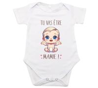 [8-3] Body Tu Vas Etre Mamie/Annonce Grossesse Mamie/Personnalisé/ 100% Coton 0-3 Mois