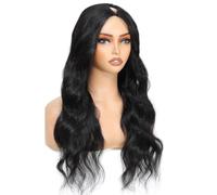 8-34 inch V/U Part Human Hair Body Wave Wigs, Beginner Friendly Natural Black Wig for Women 180 Density Hair Extensions Pièces Wigs(Natural Black V Part,34 inch)