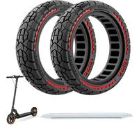 8.5 Inch Tyres For Xiaomi Pro 2/M365/M365 Pro/1s/3/3 Lite/Essential And All 8.5 Inch Scooter Tires, Non-Slip, Puncture-Proof, Solid, 8.5 Inches Front/Rear (Red 2 Pieces)