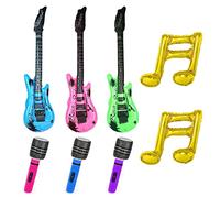 8 accessoires de fête d'instruments de musique. 3 guitares gonflables, 3 microphones gonflables, 2 ballons à notes. Accessoires de fête sur le thème du rock pour les fêtes d'enfants adultes