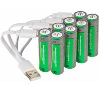 8 accumulateurs AA 2000 mAh avec port de chargement USB-C TKA