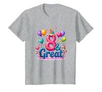 8 Ans et Excellente célébration d'anniversaire pour Les Amateurs de Licornes Magiques T-Shirt, Enfant, Gris Chiné, 12 Ans