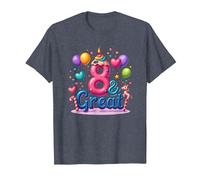 8 Ans et Excellente célébration d'anniversaire pour Les Amateurs de Licornes Magiques T-Shirt, Homme, Bleu Chiné, 3XL