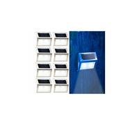 Lunartec : 8 appliques solaires LED rectangulaires en acier