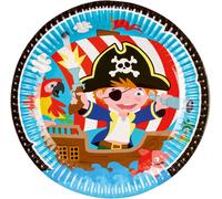 amscan 9902120 Lot de 8 Assiettes en Papier Motif Pirate Multicolore