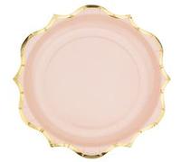 8 assiettes carton 6 accolades or 23cm rose poudré - générique 79504 Rose