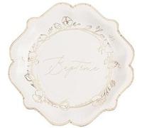 8 assiettes carton baptême végétal or 23cm crème - générique 94841 Gris G