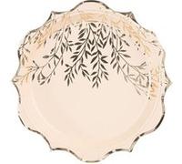 Artifetes Générique - 8 Assiettes Carton Jolis BRINS 23CM Blush