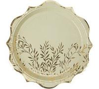 8 assiettes carton jolis brins 23cm vert sauge - artifetes 93774 Vert G