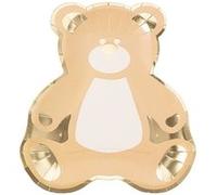 8 assiettes carton ourson doux bébé 23x21.5cm - artifetes 94023 Orange G