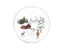 8 ASSIETTES CARTON PAYSAGE NEIGE NOËL 23CM BLANC