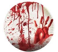 8 assiettes carton rond soif de sang 23cm - funny espa 74772 Rouge G