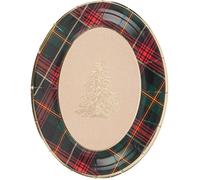 8 assiettes de noël écossaises en carton tartan rouge, vert et or