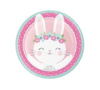 8 Assiettes en carton Petit Lapin roses 22 cm