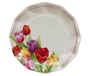 8 Assiettes Motif tulipe de carton cm27