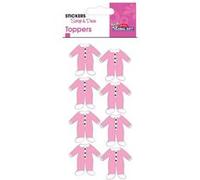 8 Autocollants 3D - Pyjamas Roses - Baby Shower Rose G