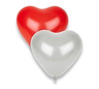 8 Ballons en latex cœurs rouges et blancs 36 cm - Rouge - Taille Unique