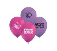 Procos Lot de 8 ballons K-Pop Demon Hunters 98651 - Diamètre : 21 cm - Imprimé - Rose et violet - Ballons en latex - Pour anniversaire, décoration