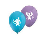 Procos Lot de 8 ballons latex imprimés Stitch bleu/violet 28 cm