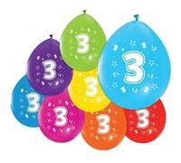 8 Ballons Globos à 2 faces imprimées numéro 3 G