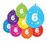 8 Ballons Globos imprimés à 2 côtés numéro 6 G