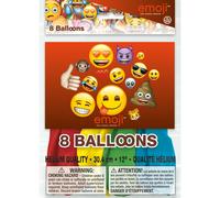 8 Ballons Latex Imprimés Emoji Taille Unique Multicolore