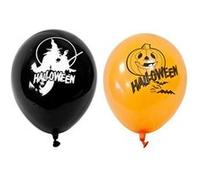 8 ballons latex imprimés halloween 28cm - hobi bal234/8 Noir G