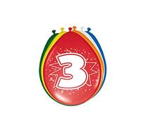 8 ballons troisième Anniversaire coloré