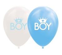 Globos Ballonnen Baby Boy 12 cm latex blauw/wit 8 stuks