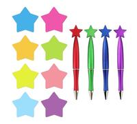 8 Blocs-Notes Étoiles Et 4 Stylos À Bille Étoiles, Papeterie Créative, Blocs-Notes Autocollants, Jolis Blocs-Notes, Fournitures D'Apprentissage Et De Bureau.