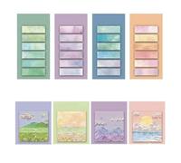 8 Blocs Pastel et Marque Page Adhésif, 600 Feuilles Notes Autocollantes avec Motifs Paysages, Sticky Notes pour Annotation Livre, Papeterie Esthétique pour Bureau et École