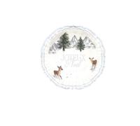 8 BOLS CARTON PAYSAGE NEIGE NOËL 13.5CM BLANC