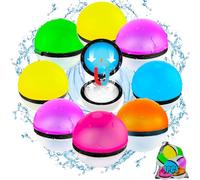 8 Bombe a eau réutilisable,Bombe à eau magnétiques Fermeture Automatique en une Seconde,Ballons d'Eau Colorés remplissage rapide pour Bataille d'Eau Jouets, Bataille D'Eau,Plage Fête La Piscine D'été
