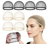 8 Bonnets de Perruque en Nylon, Filets à Cheveux Noir/Chair, Unisexe | Idéal pour perruques, cosplay, fêtes, danse, théâtre ou usage quotidien, pour hommes et femmes