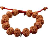 8 bracelets Mukhi Ganesha d'Indonésie/8 Mukhi Java Rudraksha Bracelet en fil de soie rouge (10 mm), taille unique, bois, sans pierre précieuse, One Size, Bois, Pas de gemme