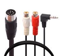 8 broches DIN vers RCA + câble de 3,5 mm, 8 broches DIN vers 2 RCA femelle de 3,5 mm à angle droit de 90 degrés, câble audio mâle de 1,8 m (RCA femelle)