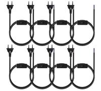 8PCS Câble avec Interrupteur Et Fiche, 1.8m Câble d'alimentation avec Interrupteur, 2 Fils, 0,75 mm² Fiche Européenne Câble d'alimentation pour Luminaires Lampes Illuminants(Noir)