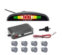 8 Capteurs 22mm Voiture Rétro-éclairage LED Affichage Capteur Stationnement Radar Inverse Détecteur À Ultrasons Système Moniteur D'assistance Car Parking Sensors(Grey)
