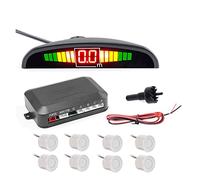 8 Capteurs 22mm Voiture Rétro-éclairage LED Affichage Capteur Stationnement Radar Inverse Détecteur À Ultrasons Système Moniteur D'assistance Car Parking Sensors(Blanc)