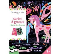 8 cartes à gratter féerie des licornes - pochette avec accessoires