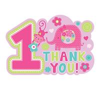 8 Cartes de remerciement de fête 1er anniversaire "Thank You!" en carton
