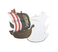 8 Cartes d'invitation bateau pirate 10 x 12 cm - Noir - Taille Unique