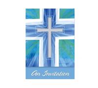 8 Cartons d'invitation communion bleus - Bleu